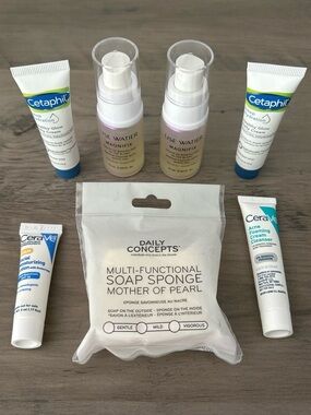 Mother of Pearl Multi-Functional Soap Sponge - White & Skincare Bundle